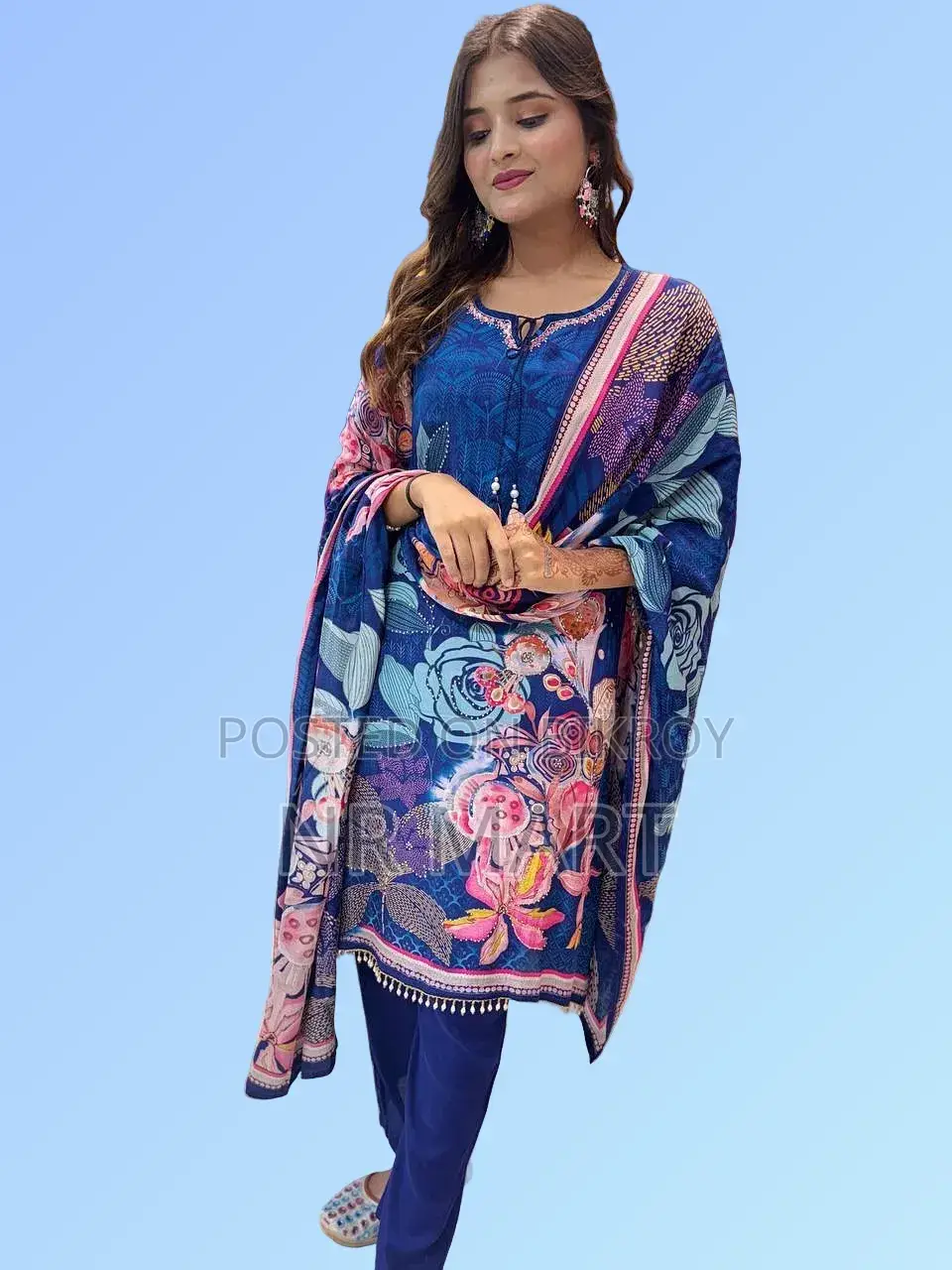 Digital Print Three Piece with Handwork