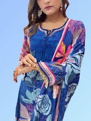 Digital Print Three Piece with Handwork