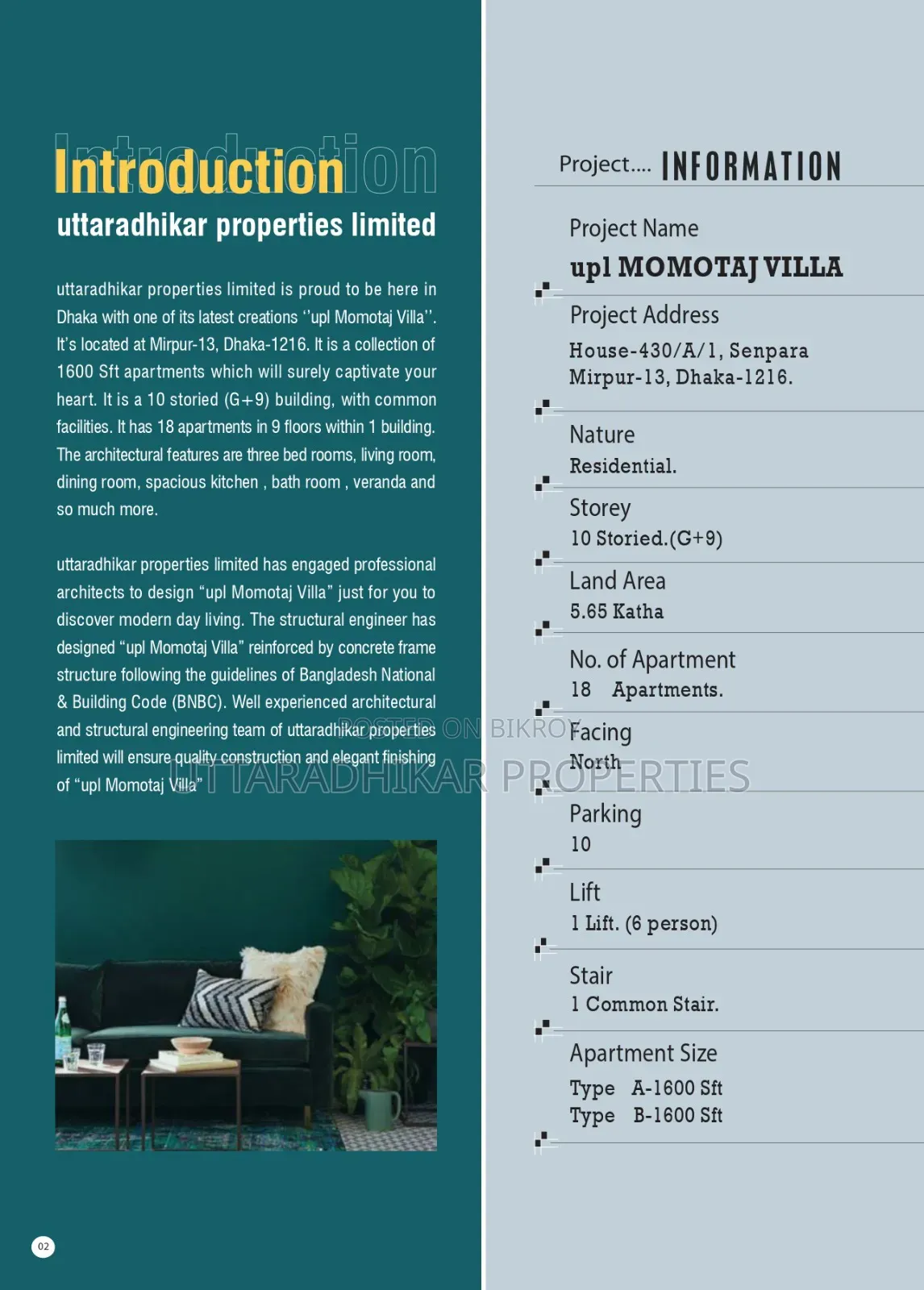 3-Bedroom Apartment in Upl Momotaj Villa, Mirpur for Sale
