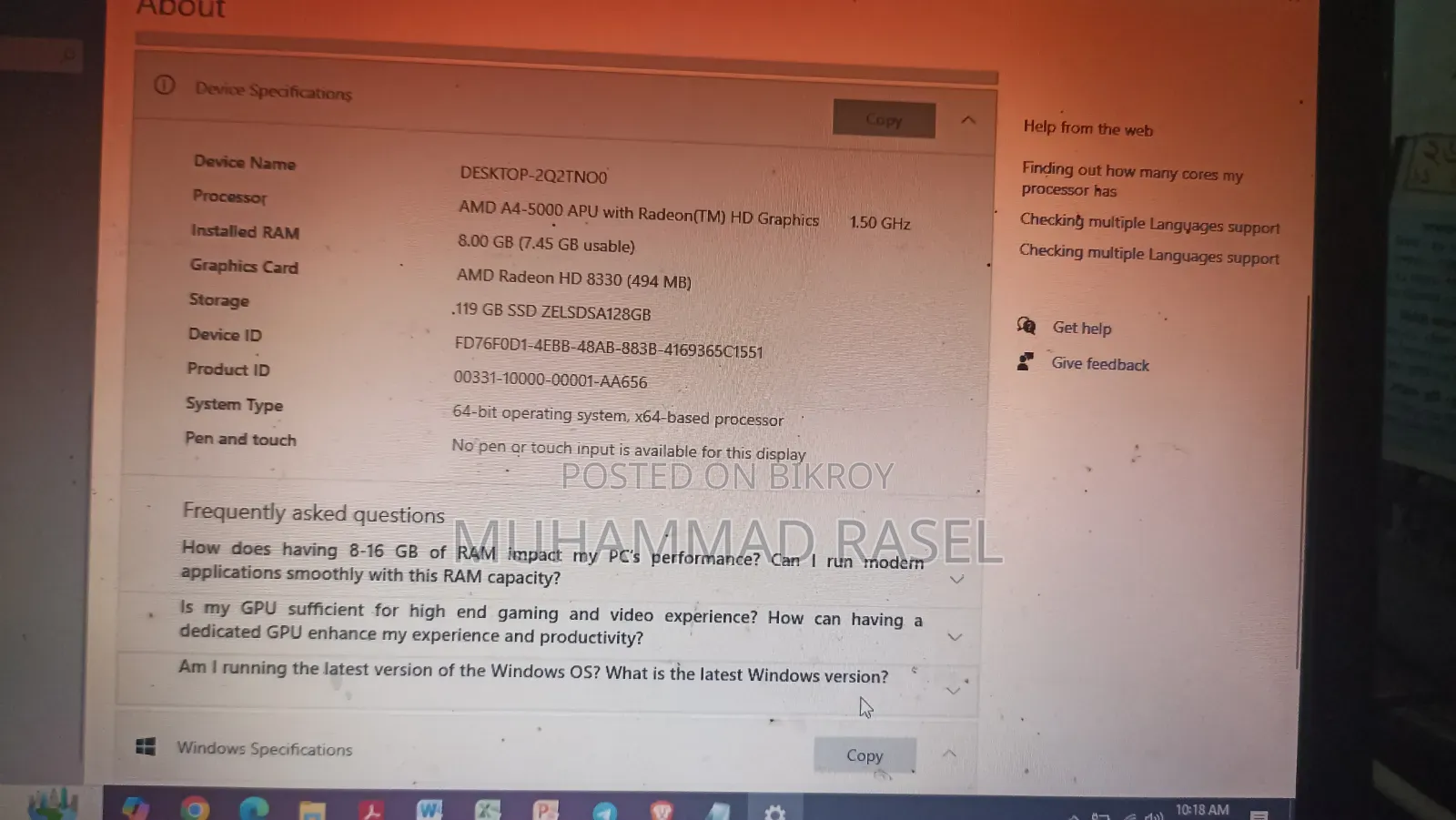 Laptop Acer Aspire E1-422 16GB AMD Ryzen 5 HDD+SSD 160GB