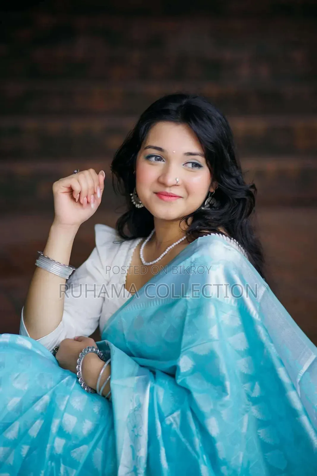 Exclusive Sky Blue Saree With Complete Jewellery Full Combo Set