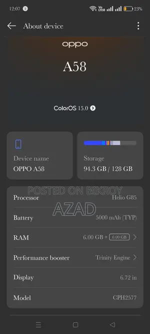 Oppo A58 128 GB Black