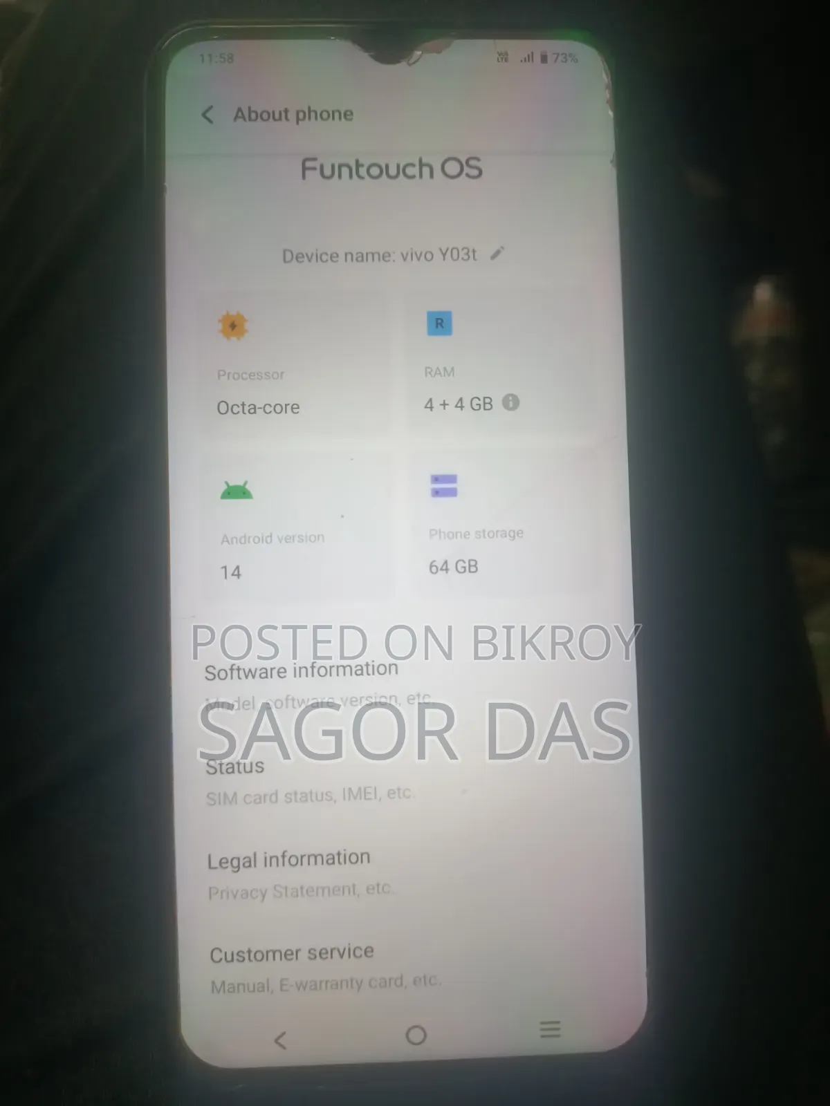 Vivo Y03t 64 GB Blue