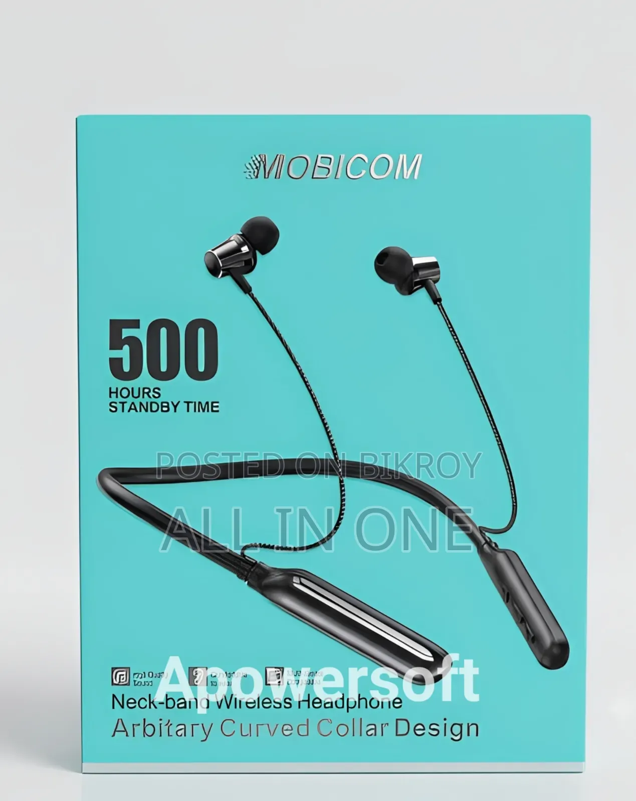 Mobicom E80 Long-Lasting Bluetooth Neckband – 500 Hours Standby