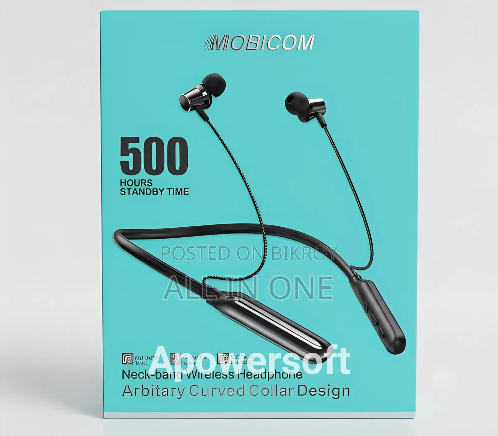 Mobicom E80 Long-Lasting Bluetooth Neckband – 500 Hours Standby