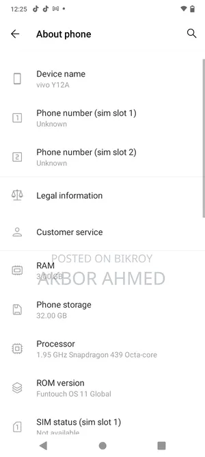 Vivo Y12 32 GB Blue