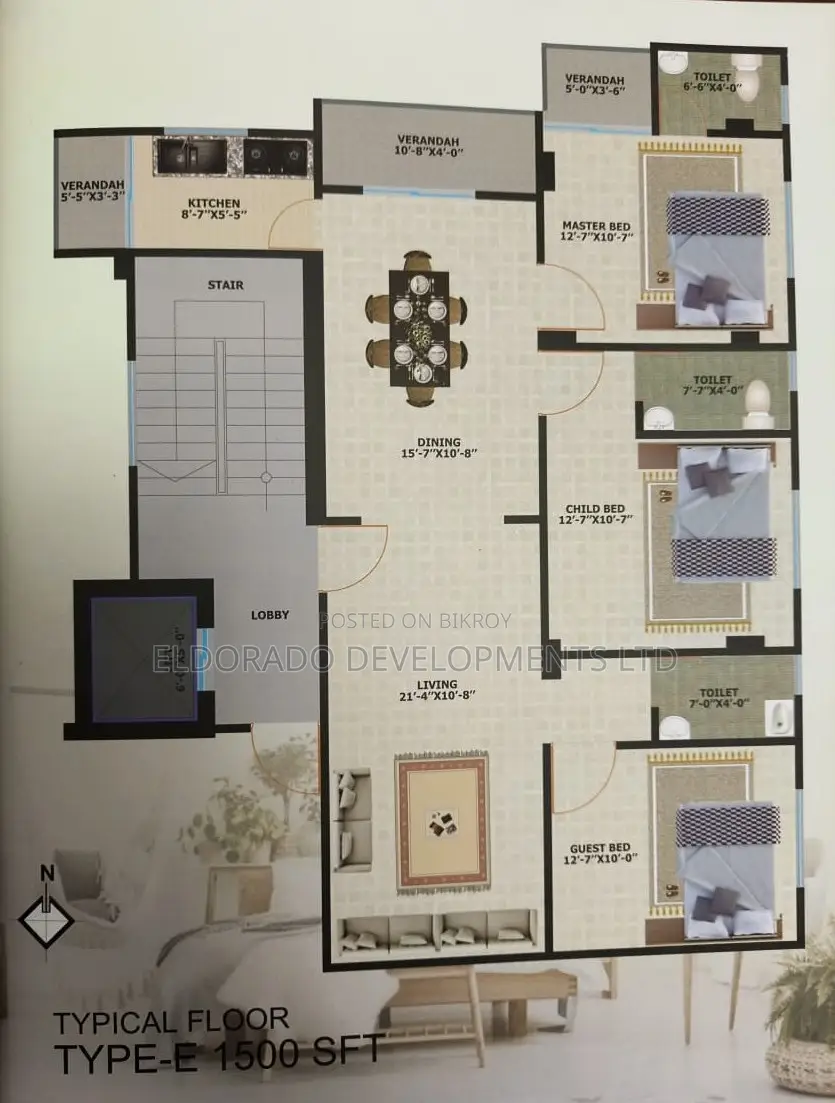 3-bedroom Apartment in Eldorado Nahar, Mirpur for Sale
