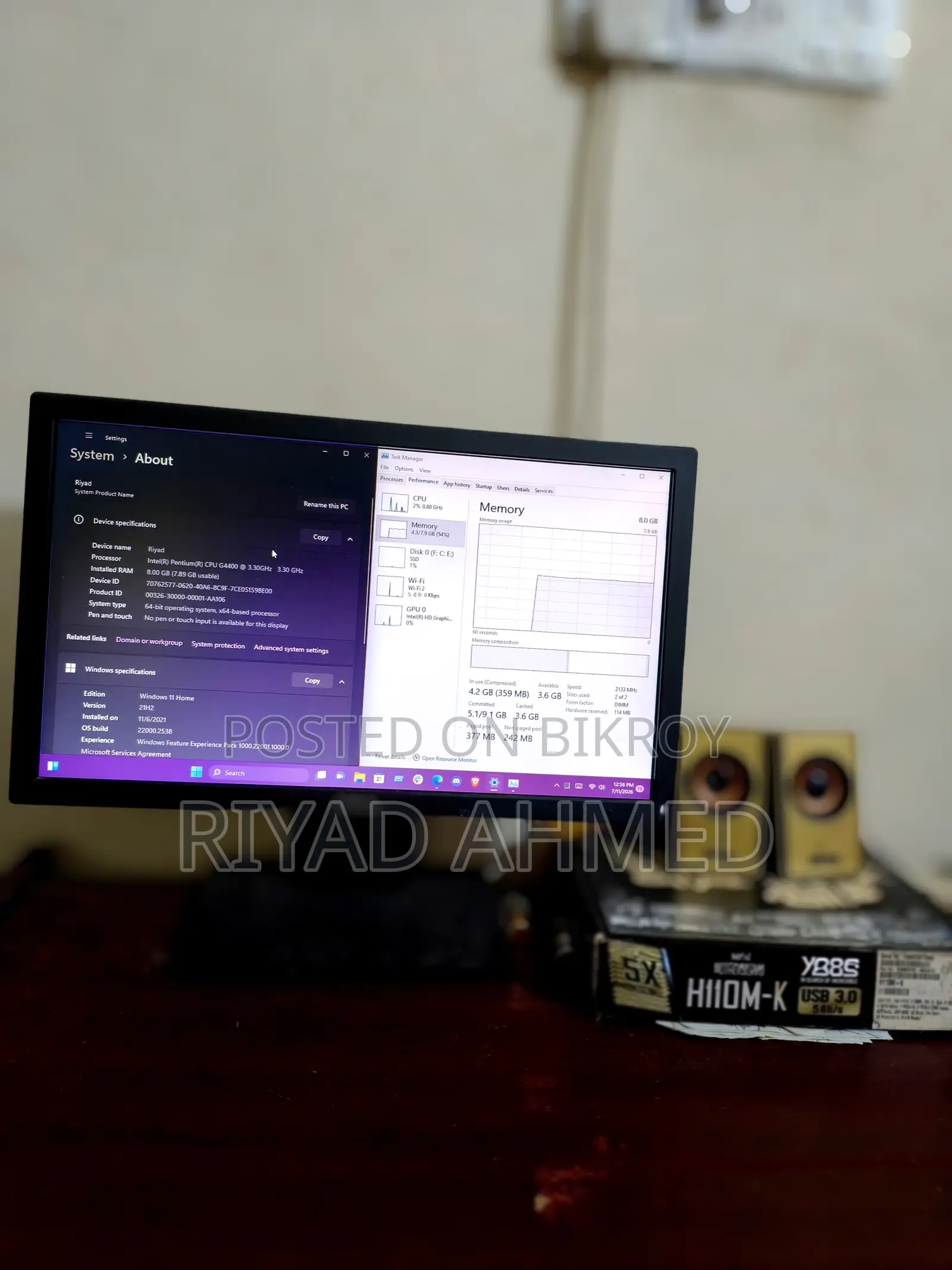 Desktop Computer 8GB Intel SSD 128GB