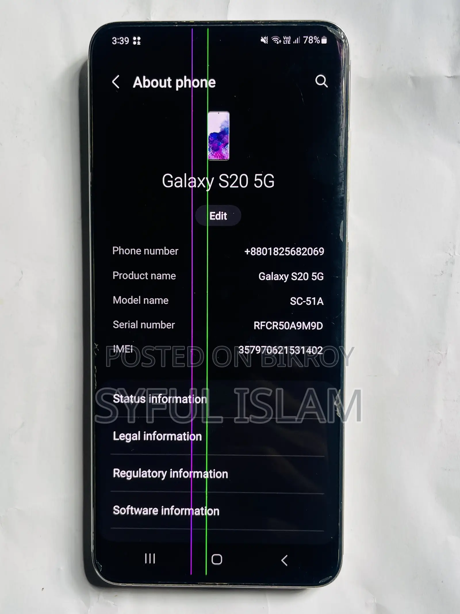 Samsung Galaxy S20 5G Uw 128 GB White
