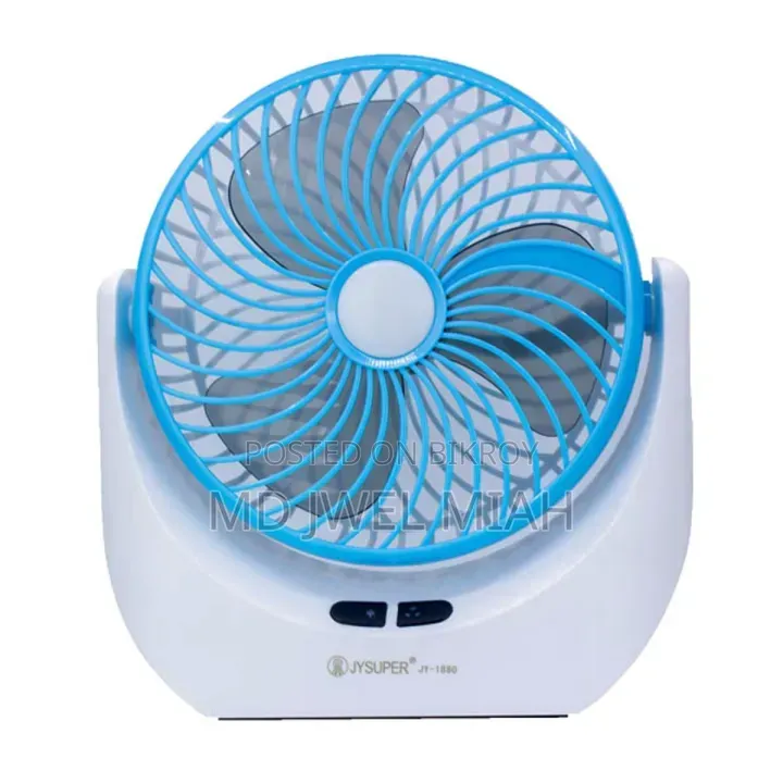 Jy Super Lithium Rechargeable Mini Table Fan With Led Light
