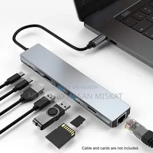 8 in 1 Type C Hub for Mac Mini, Windows PC, Macbook, Laptop, Android