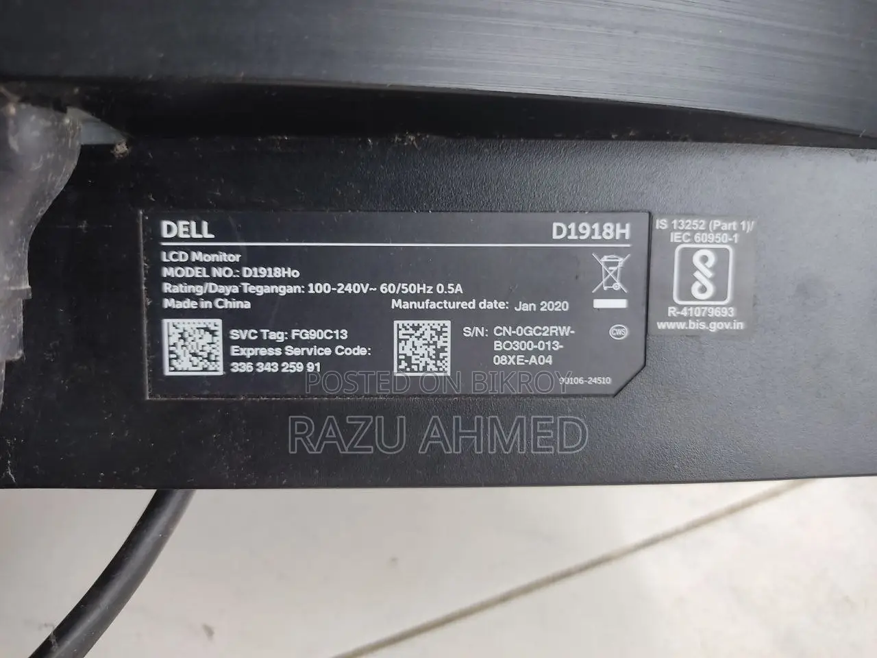 Dell D1918h 19" LED Monitor for Sale