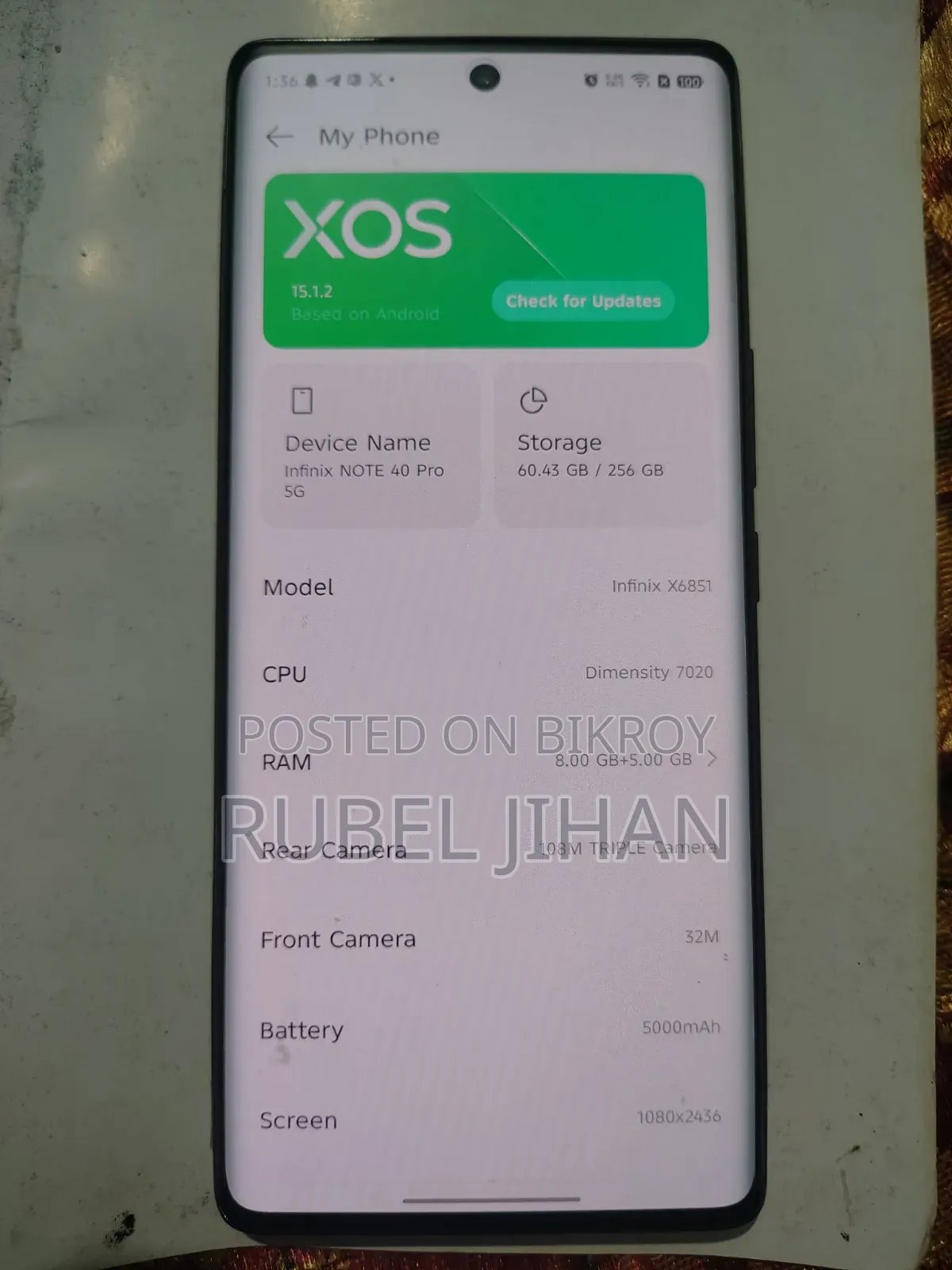 Infinix Note 40 Pro 5G 256 GB Rose Gold