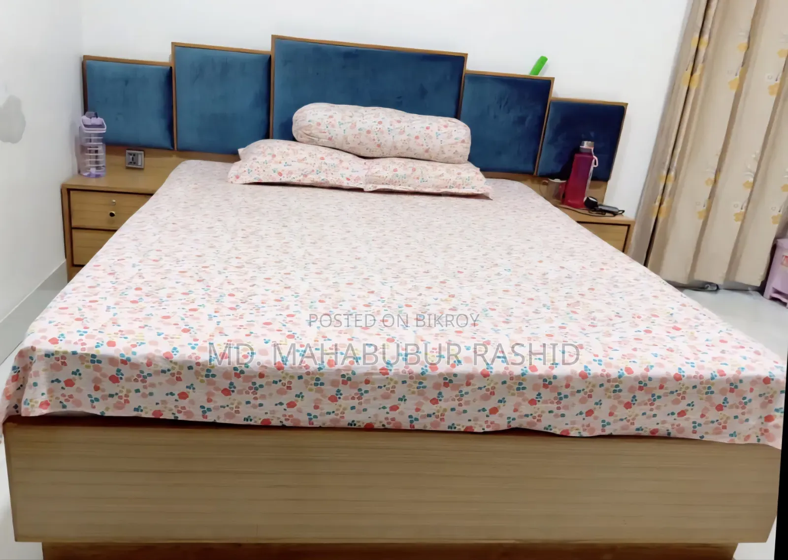 Bed with side table