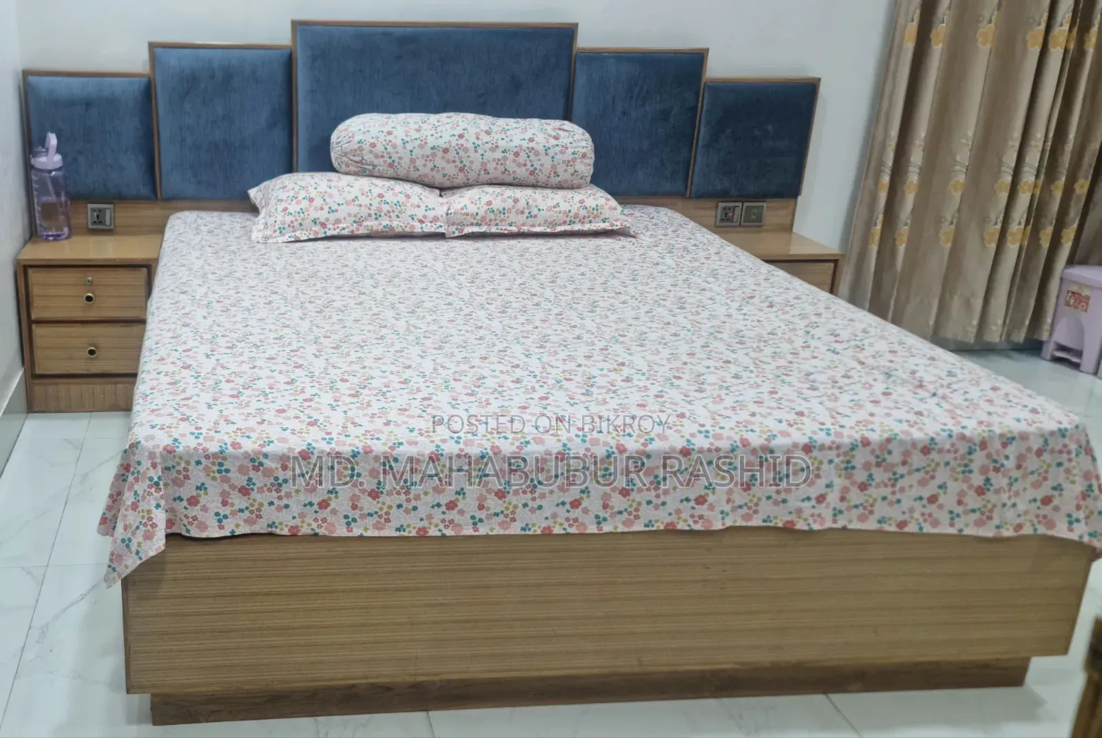 Bed with side table