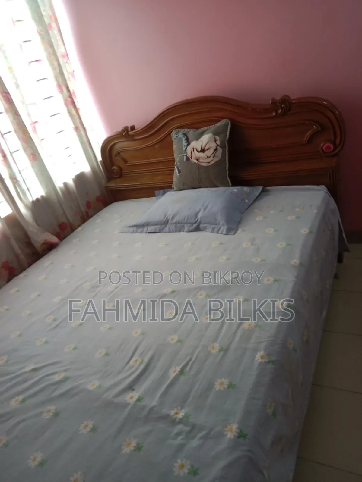 Teak wood bed and a TV for sale