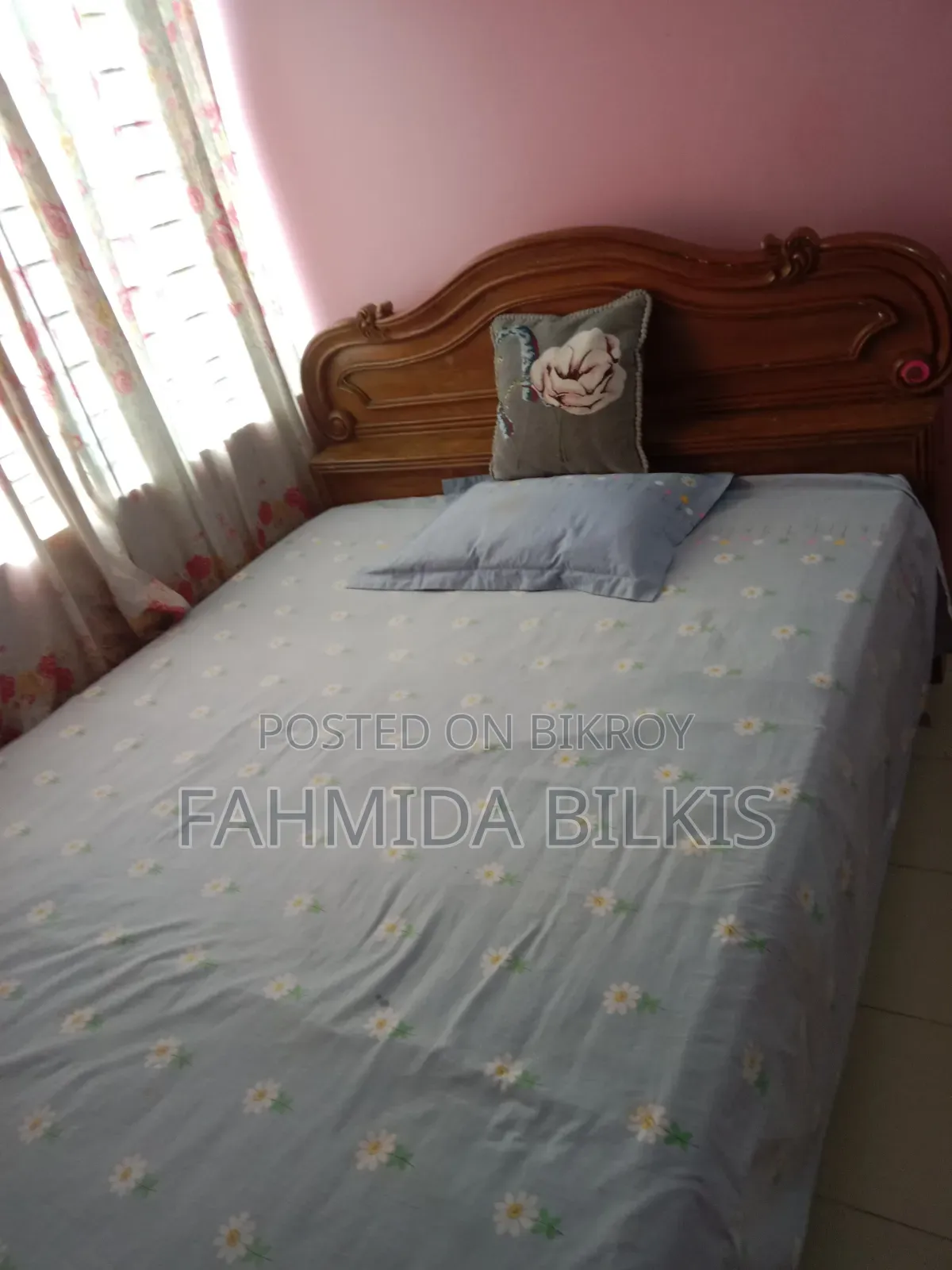Teak wood bed and a TV for sale