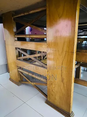 Eight-chair table set for sale. Teak wood table,