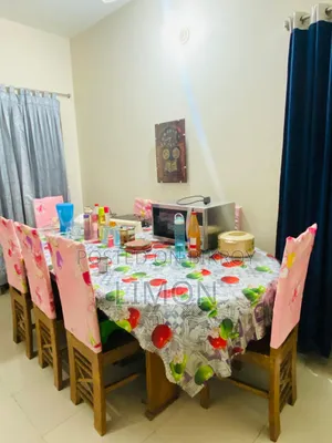 Eight-chair table set for sale. Teak wood table,