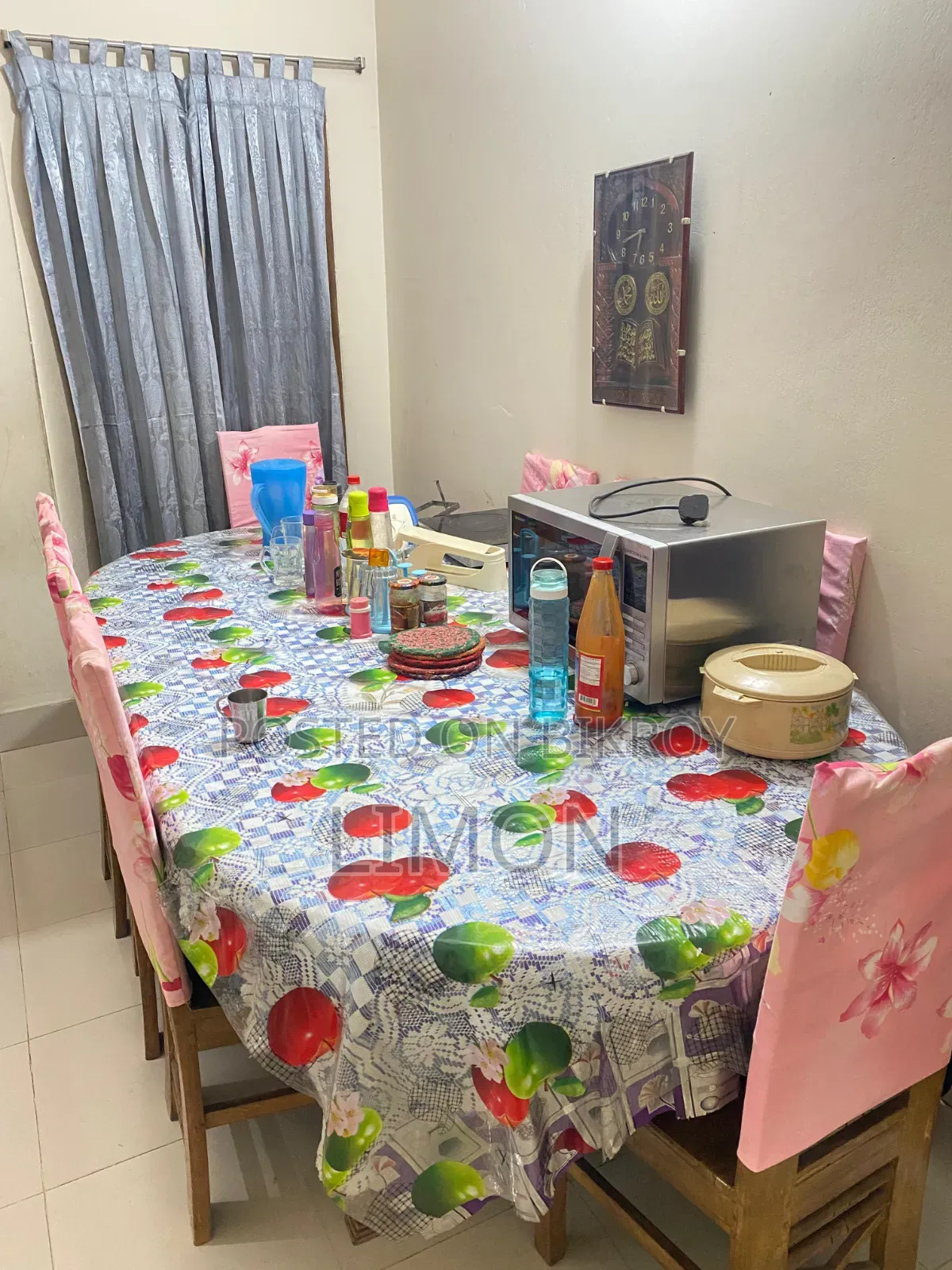 Eight-chair table set for sale. Teak wood table,