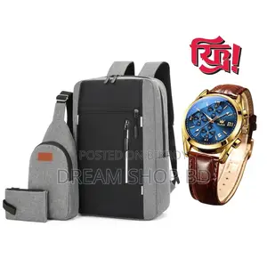 ৩-ইন-১ প্রিমিয়াম ওয়াটারপ্রুফ ল্যাপটপ ব্যাকপ্যাক সেট সাথে ফ্রি গিফট (নতুন)
