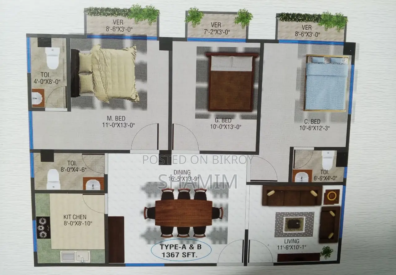 Furnished 3-bedroom Apartment in Green Park, Savar for sale