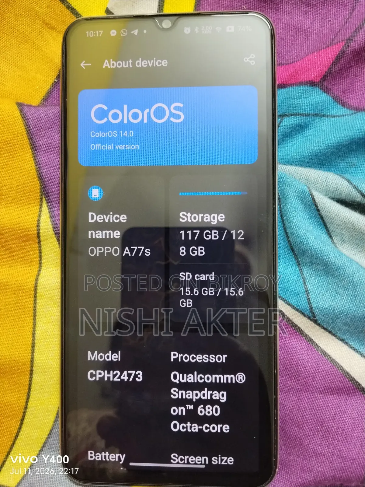 Oppo A77s ১২৮ জিবি অরেঞ্জ