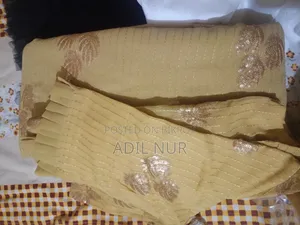 Premium Golden Georgette Saree | Designer Light Work | Design Blouse