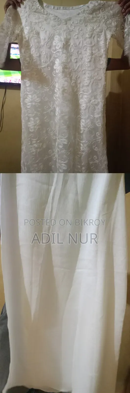  White Net 2-Piece Dress | Crepe Silk Palazzo | Worn Once | ৳1200