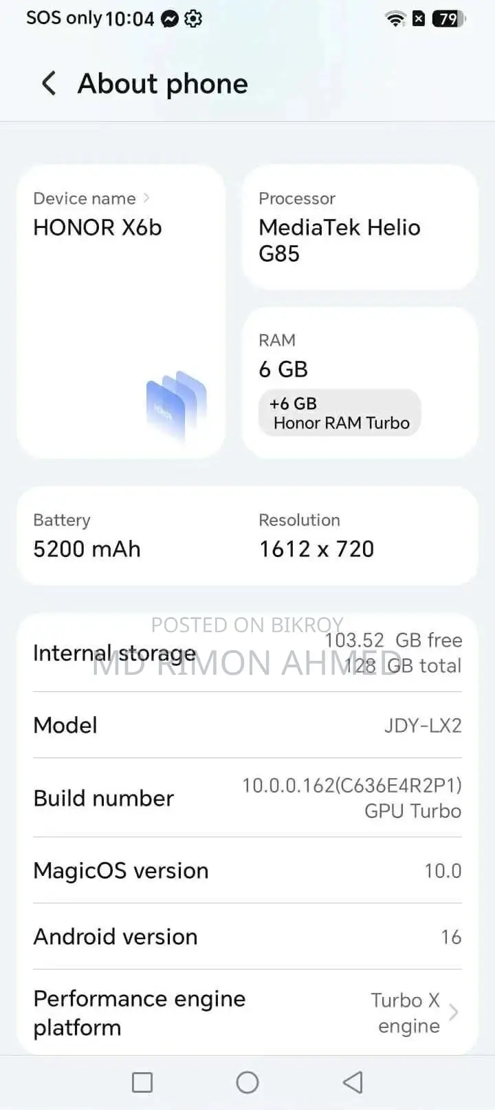 Honor X6b 128 GB Black