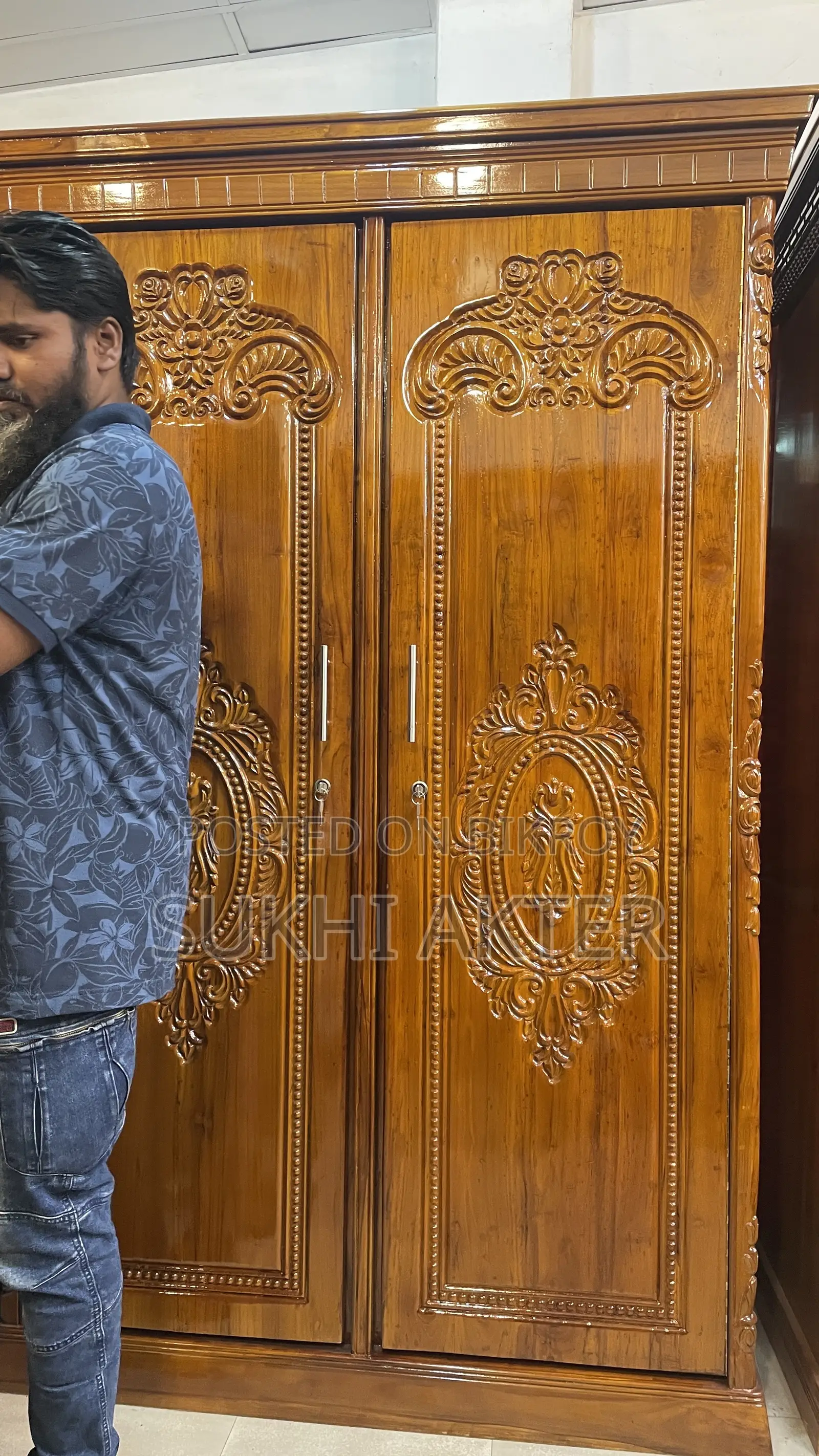 Original Teak Wood Two-Door Almirah