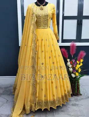 রেডিমেড জর্জেট এমব্রয়ডারি পার্টি ড্রেস