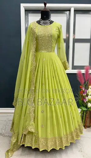 রেডিমেড জর্জেট এমব্রয়ডারি পার্টি ড্রেস