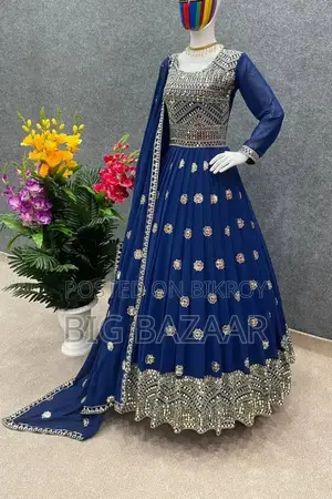 রেডিমেড জর্জেট এমব্রয়ডারি পার্টি ড্রেস