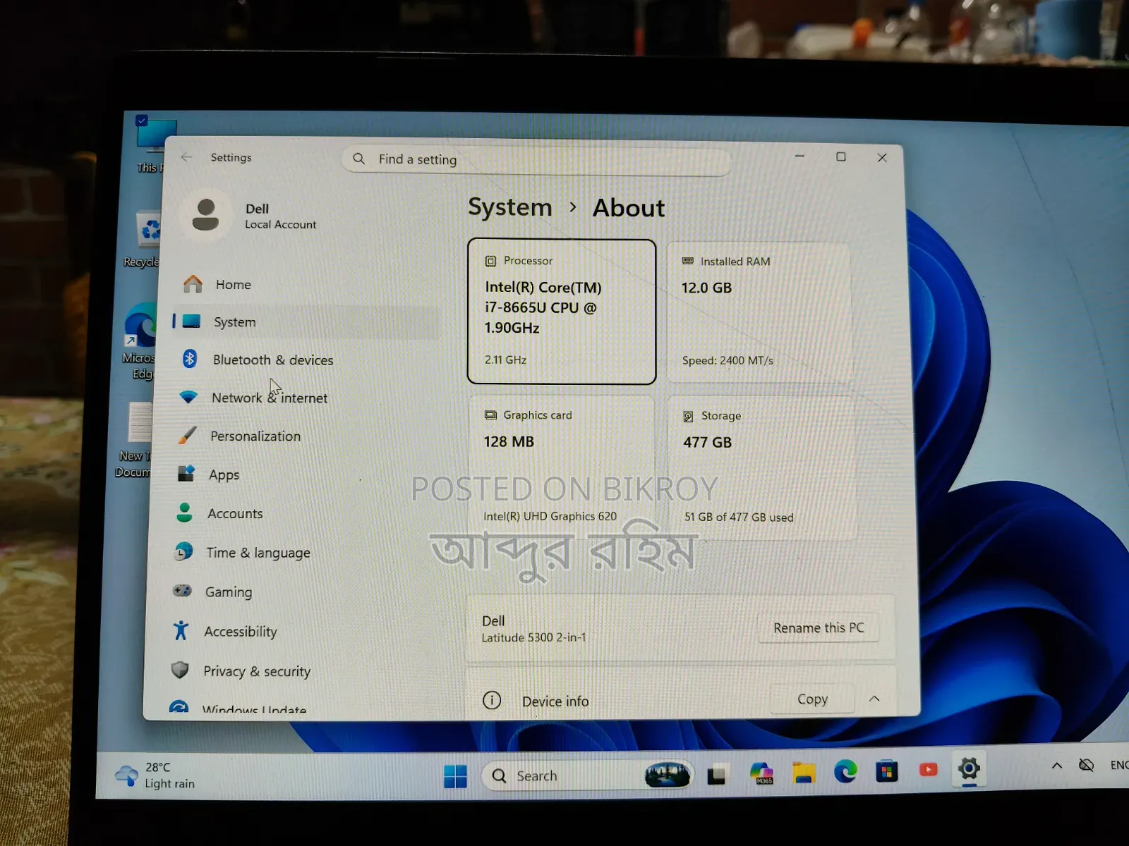 Laptop Dell Latitude 5300 2-in-1 12GB Intel Core I7 SSD 512GB