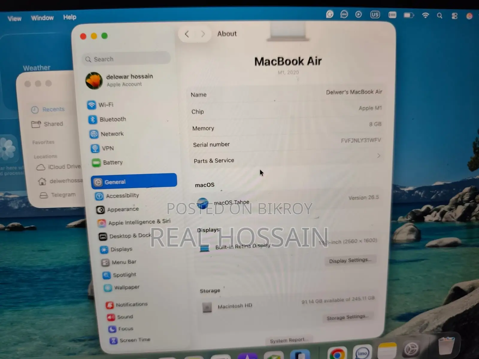 Laptop Apple MacBook Air 2020 M1 8GB eMMC 256GB