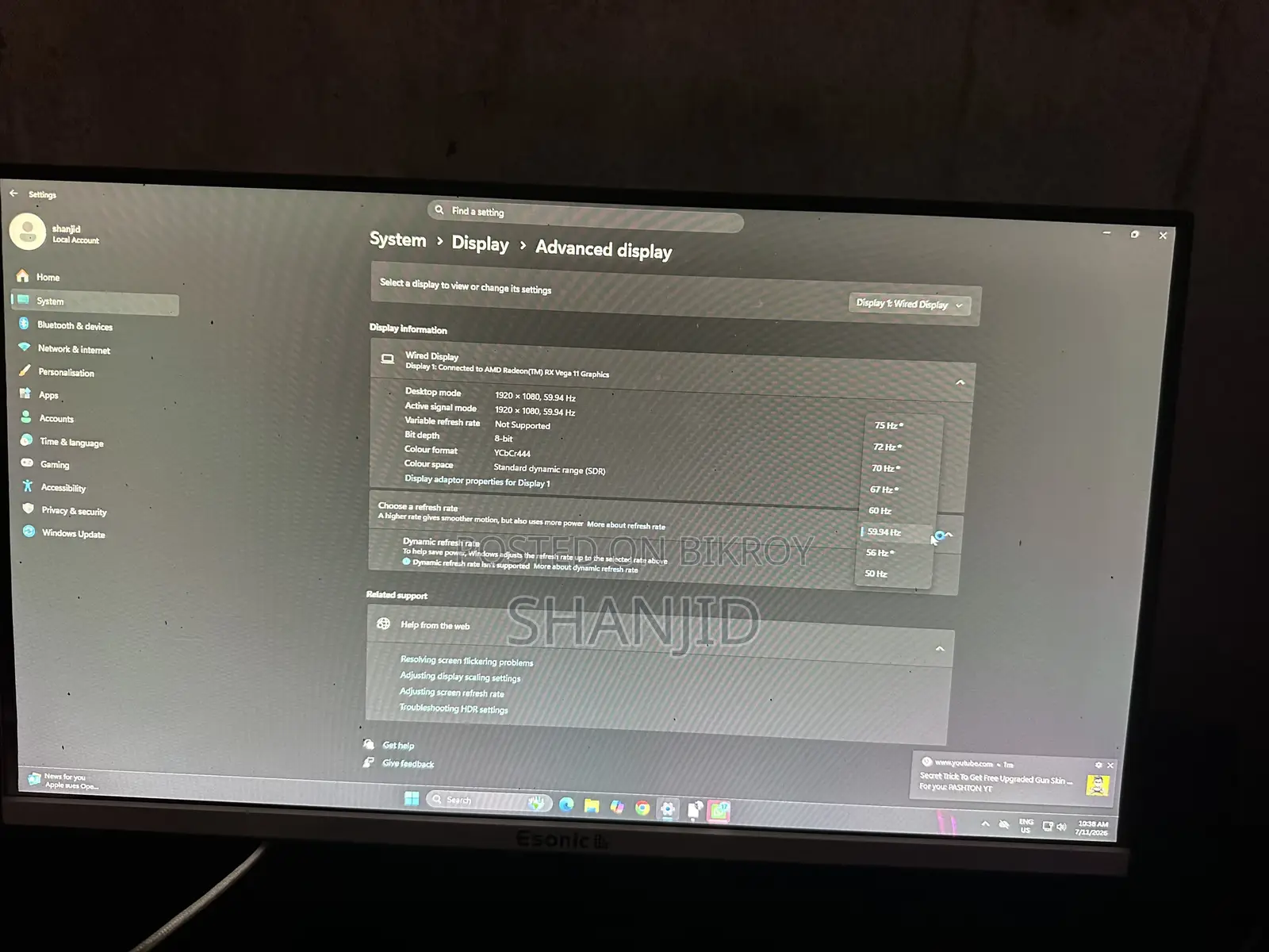 22" Inch Borderless Monitor
