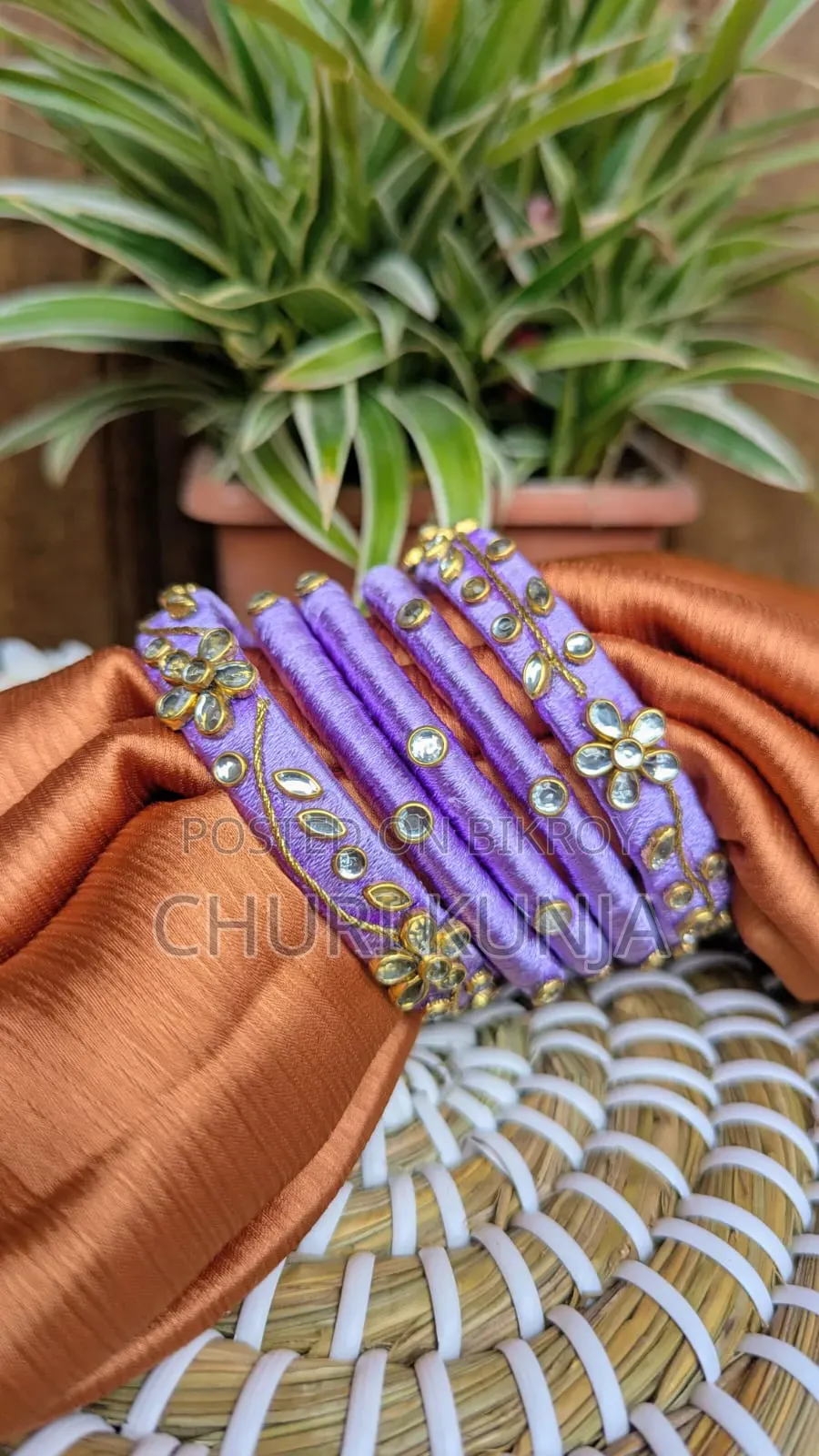 Purple Flower| Homemade Bangles|Bangles|Churi Kunja