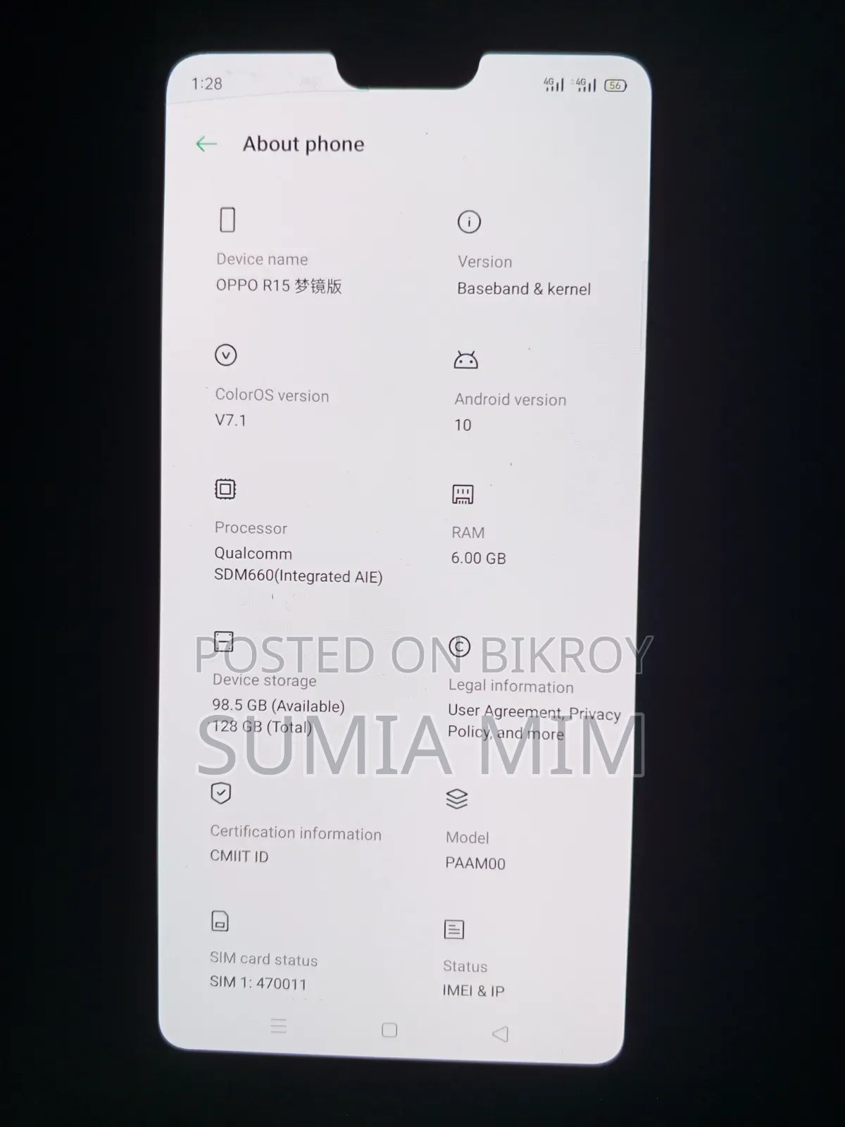 Oppo R15 128 GB Black