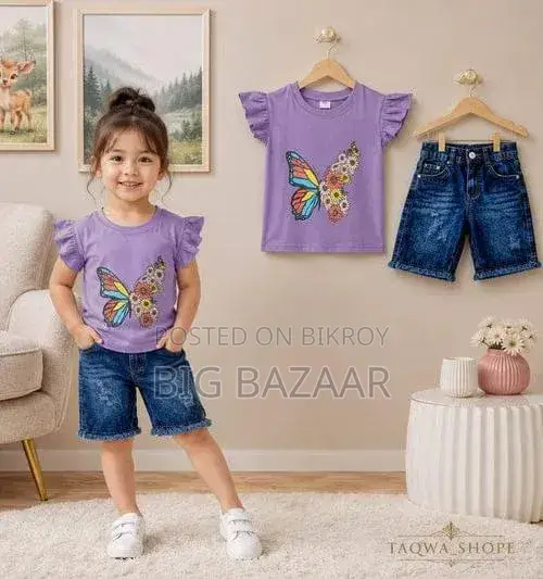 Kids Tshirt and Denim Short Pant Set