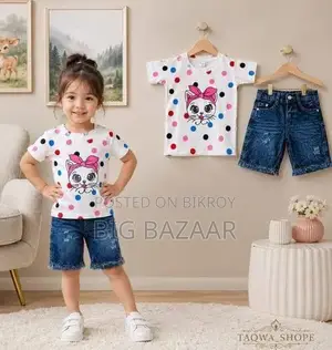 Kids Tshirt and Denim Short Pant Set