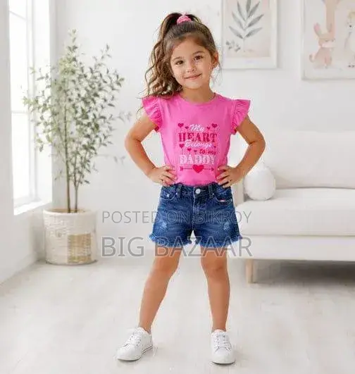 Kids Tshirt and Denim Short Pant Set