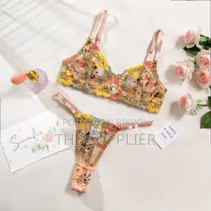 Premium Floral Embroidery Transparent Bra and Panty Set