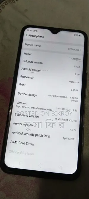 Oppo A5s (AX5s) 64 GB Black