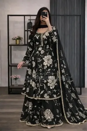 গোলাপ গাউন থ্রি পিস প্রিমিয়াম কটন