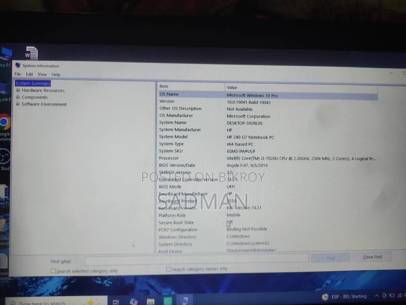 Laptop HP 240 G7 8GB Intel Core I3 HDD 1T