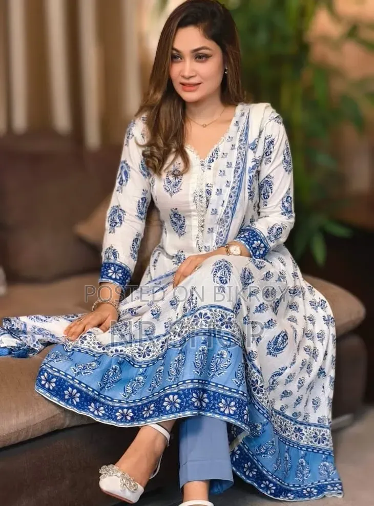 ✨ প্রিমিয়াম কটন গাউন থ্রি-পিস