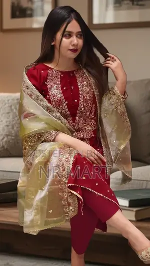 Premium AC Cotton Kameez with Sequence Embroidery