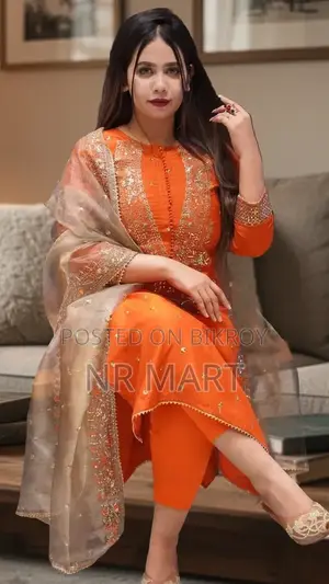 Premium AC Cotton Kameez with Sequence Embroidery