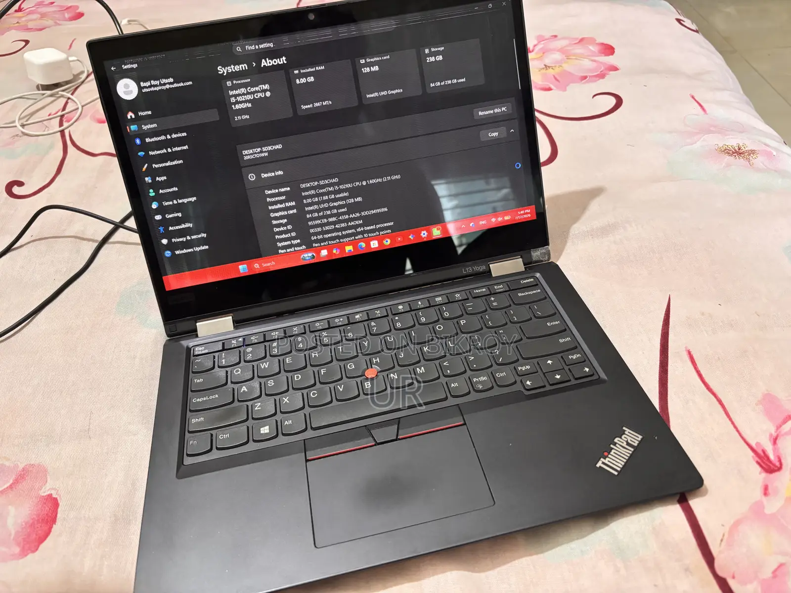 Laptop Lenovo ThinkPad L13 Yoga 8GB Intel Core I5 SSD 256GB